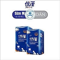 Tã/Bỉm Dán YOUL xanh size M88 cho bé 6-10kg