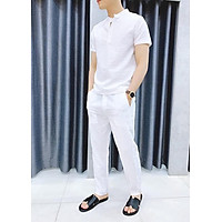 Bộ Quần Áo Đũi Nam Dài Chất Mát BOTRANGDAI01 - Bộ Trắng Dài