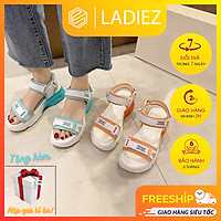 Dép Quai Hậu Nữ Đẹp Ladiez , Sandal 2 Quai Dán Ngang Họa Tiết Chữ Thời Trang Cao Cấp Thoáng Khí Êm Chân Độn Đế Xinh Xắn Siêu Dễ Thương.