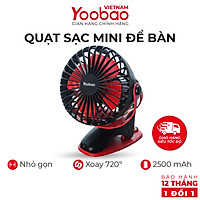Quạt sạc mini để bàn YOOBAO F04 2500mAh - Xoay 720 độ - Đế kẹp đa năng - Hàng chính hãng