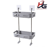 Kệ để đồ dùng sau Toilet nhà tắm 2 innox tầng đa năng hít chân không