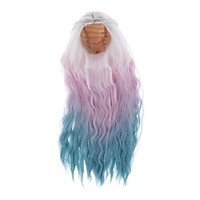 1/3 1/4 Hair Curly Wig For BJD Doll Making & Repair Supply Accessories, Wig Doll Hair for SD DZ DD DOD LUTS Dolls Long Wig (Pink and Blue)