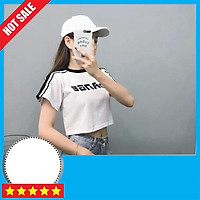 ÁO CROPTOP RANGE KẺ SỌC TRẮNG TAY LỠ 3 MÀU ĐEN ĐỎ TRẮNG -(Sắn)