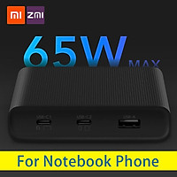 ZMI USB Charger 65W 3 USB Power Adapter Multiple Protection USB-C USB-A Charger Converter Fast Output For Notebook