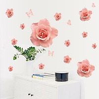 Decal dán tường Nụ hồng mong manh trang trí phòng khách,phòng ngủ đẹp