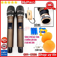 Đôi Micro không dây cao cấp K10 H2PRO, Micro karaoke cầm tay giá rẻ, tặng 3 pin sạc, 2 đôi pin và 2 Silicon Chống