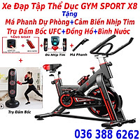 Xe đạp tập thể dục thể thao tại nhà đa năng thế hệ mới giúp tăng cường thể lực, giảm mỡ tăng cơ, đập tan stress tặng kèm bao trụ đấm bốc + đồng hồ + bình nước