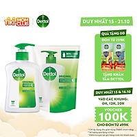 COMBO CHAI NƯỚC RỬA TAY DETTOL KHÁNG KHUẨN 250G + TÚI 225G
