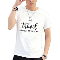 Áo Thun Nam In Chữ Travel Everest AoKNAM12 (Trắng)