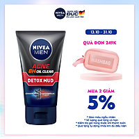 Sữa Rửa Mặt NIVEA MEN Detox Mud Bùn Khoáng Giúp Giảm Mụn & Hư Tổn Da (100G) - 83940