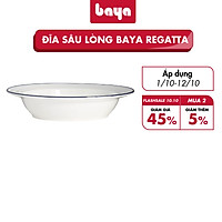 Đĩa Sứ Trắng Sâu Lòng BAYA REGATTA Chất Liệu Sứ Trắng Tráng Men Viền Xanh Bóng Cao Cấp Phong Cách Hiện Đại 1062311