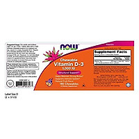 Viên Nhai Hỗ Trợ Cấu Trúc Xương Now Bổ Sung Vitamin D-3 1,000 IU Vị Trái Cây Tự Nhiên (180 Viên)