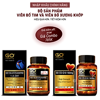 Bộ sản phẩm nhập khẩu chính hãng giúp bổ tim, giảm lão hóa tim mạch, bổ xương khớp, giảm đau nhức xương khớp gồm: Viên uống bổ xương khớp GO Glucosamine 1-A-Day 1500mg (30 viên) và viên uống tim GO CO Q10 160mg ( 30 viên)