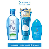 Combo Senka Làm Sạch Chống Nắng (Sữa Rửa Mặt Tạo Bọt Chiết Xuất Tơ Tằm Trắng Senka Perfect Whip 120g + Nước tẩy trang sạch thoáng Senka A.L.L.Clear Water Fresh 230ml + Sữa Chống Nắng Senka Perfect UV Milk 40ml)