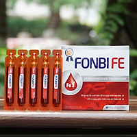 Viên uống giảm thiếu máu do thiếu sắt. Bổ sung sắt (III) và Acid folic cho cơ thể. FonbiFe dùng cho người lớn và trẻ nhỏ hộp 20 ống