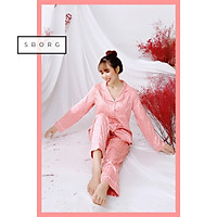 Đồ bộ mặc nhà SBORG bộ ngủ nữ pijama lụa gấm họa tiết sang trọng áo dài tay thanh lịch có túi quần sâu bigsize 45-75kg đồ đôi mẹ và con gái thoải mái mặc nhà và đi ra ngoài