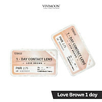 Kính Áp Tròng Hàn Quốc Nâu Tây Trong Veo Cho Mắt Thở Dùng 1 Ngày Vivimoon - Love Brown