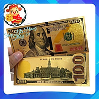 Tờ Tiền 100USD Lưu Niệm Plastic Mạ Vàng 24k Phong Thuỷ May Mắn