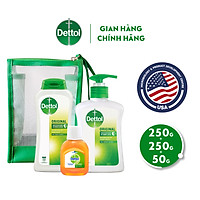 Combo bảo vệ kháng khuẩn toàn diện Dettol (Sữa tắm 250g + Nước rửa tay 250g + Dung dịch diệt khuẩn 50g)