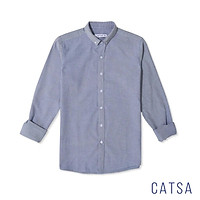 CATSA Áo sơ mi xanh dương chất liệu vải Oxford mặc cực mát, thấm hút mồ hôi và thoải mái ASC318