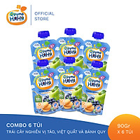 Combo 6 Gói Trái cây nghiền vị táo, việt quất và bánh quy Fruto Nyanya 90g