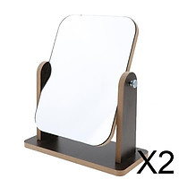 2xBathroom Shaving Mirror Free Standing Wooden Folding Makeup Mirror No.15 M