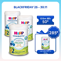 Combo 3 lon sữa bột dinh dưỡng công thức HiPP 2 Organic Combiotic chất lượng hữu cơ tự nhiên an toàn, bổ sung Omega 3 (DHA & ALA) dành cho trẻ từ 6 đến 12 tháng tuổi (3 lon x 800g)