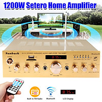 220V 1200W 4ohm Setero Bluetooth4.0 Karaoke Amplifier 2 MIC Inputs Home Party