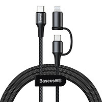 Dây cáp sạc nhanh 60W 2 in 1 USB Type-C to Type-C và Lightning hiệu Baseus Twins cho iPhone / iPad / Macbook chuẩn QC 3.0 & PD 3.0 (Sạc nhanh 3A, truyền dữ liệu 480 Mbps, công nghệ SR) - Hàng nhập khẩu