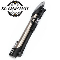 Bơm xe đạp mini GIYO-GM71, thân nhôm có đồng hồ, áp suất 120psi/9kg