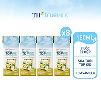 8 Lốc sữa tươi tiệt trùng TOPKID kem vanilla tự nhiên TH True Milk 180ml (180ml x 4 hộp)