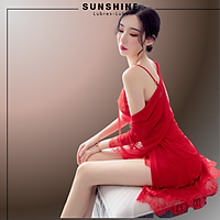 Sét đồ ngủ sexy gợi cảm 2 dây kèm áo choàng mỏng xuyên thấu-SUNSHINE CT1083