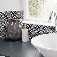 Black and White Mosaic Tile Sticker Kitchen Bathroom Floor Wall Decoration