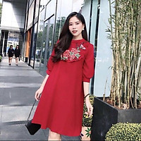 Váy suông đính hoa thêu nổi size s m