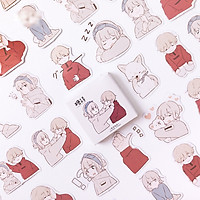 Sticker hộp 45 miếng dán - Cặp Đôi Dễ Thương - Hộp nhãn dán trang trí sổ tay bullet journal - M331