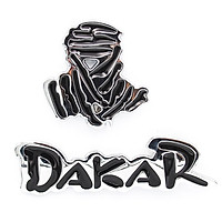 Set 2 sticker hình dán metal Dakar Bạc 3D