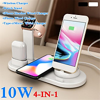 4 in 1Qi Wireless Charging Pad Quick Fast Charger Base Plate For iPhone11 Pro Max Galaxy S10 / Note10 etc For Headset iWatch Stand