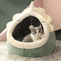 Cat Bed Warm Nest Dog Hut Kennel Winter Soft Plush Hooded Sleeping Pad Tent