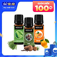 Combo 3 Tinh Dầu Nguyên Chất Nomad: Tinh Dầu Sả Chanh (10ml) + Tinh Dầu Gỗ Thông (10ml) + Tinh Dầu Vỏ Cam 10ml)