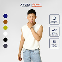 Áo thun ba lỗ nam sát nách AKUBA form oversize thoải mái, chất liệu single cotton 100% sợi tự nhiên J553