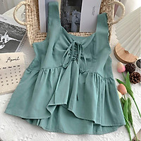 Áo Đũi Kiểu Nữ Hai Dây Bản To, Có Dây Rút Ngực, Dáng Ngắn Dễ Thương (Mã TT3)