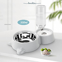 Bát ăn đôi kèm bình nước tự động cho chó mèo