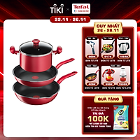 Bộ 3 Chảo chiên, Nồi, Chảo chiên sâu lòng Tefal So Chef 21 - 22 - 24cm - Dùng mọi loại bếp - Chấm đỏ báo nhiệt thông minh - Hàng chính hãng - Hàng chính hãng