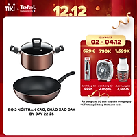 Combo Nồi thân cao Tefal Day By Day 22cm G1436105 và Chảo xào Tefal Day By Day 26cm G1437705 - Chống dính - Đáy từ - Dùng cho mọi loại bếp - Hàng chính hãng