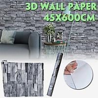 17.7"x 16.9ft Peel and Stick Faux Brick Stone Wallpaper Gray Vinyl Self Adhesive PVC Wall Sticker Home Decoration for Living Room Bedroom Master Room