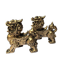 Cặp tượng đá trang trí tỳ hưu - màu nhũ vàng