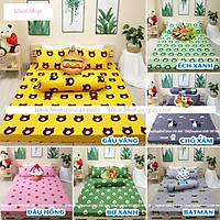 (Deal Sốc) Bộ ga kèm 2 vỏ gối mẫu CHÓ XÁM, drap bọc nệm poly cotton, ga bo chun giá rẻ