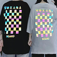Áo thun unisex form rộng tay lửng nam nữ hàn quốc in Dạ Quang Cờ Vua CHess 7 màu