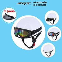 Mũ bảo hiểm nửa đầu SRT ASA-05, nón bảo hiểm 1/2 đầu cao cấp kèm kính UV, phi công freesize 55-61cm, nhiều màu, cá tính - Hàng Chính Hãng