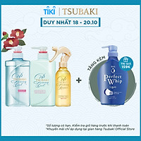 Bộ Ba Gội Xả Tsubaki Premium Cool Sạch Dầu Mát Lạnh (490ml/chai) và Xịt Dưỡng Tóc 220ml